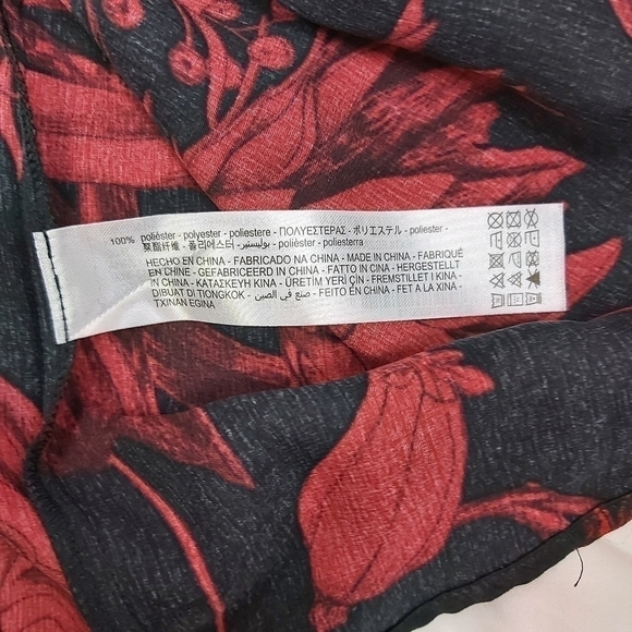 ZARA Tied Print Skirt Floral Red Black - Picture 4 of 12